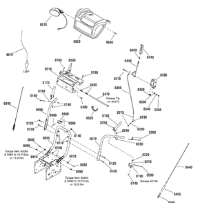 Handles And Controls Group Diagram and Parts List for 1695751-18-2829-30 2009 Briggs and Stratton Snow Blower